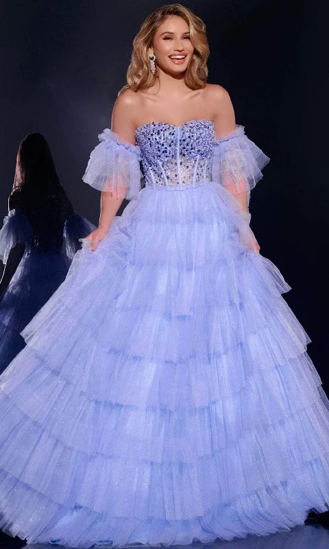 Street Style Fashion Jovani 42249 - Ruffled Tulle Ballgown