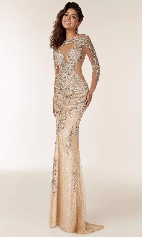 Best Boutiques Online Jasz Couture - Long Sleeve Embellished Sheath Gown 6204