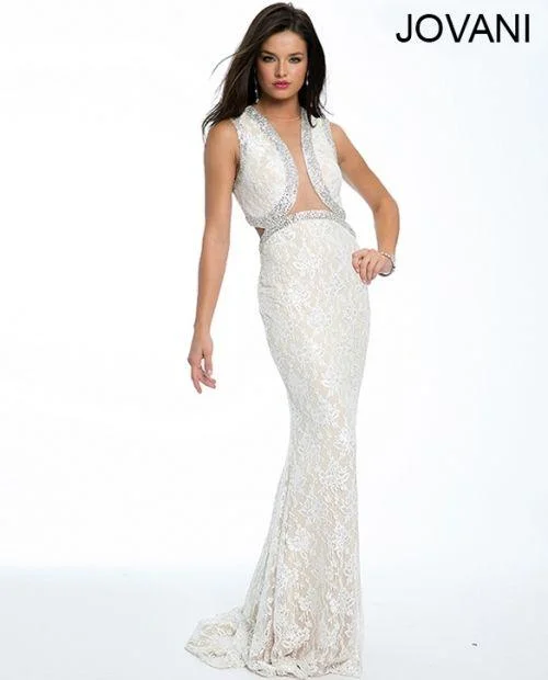 Unleash Your Trendy Side Jovani 98393 Ethereal Beaded Sleeveless Long Prom Dress