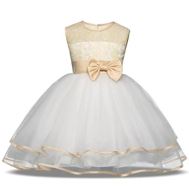 Online Boutiques Beige Girls Dress Princess Lace Flower Girl Dress 4-10 Years