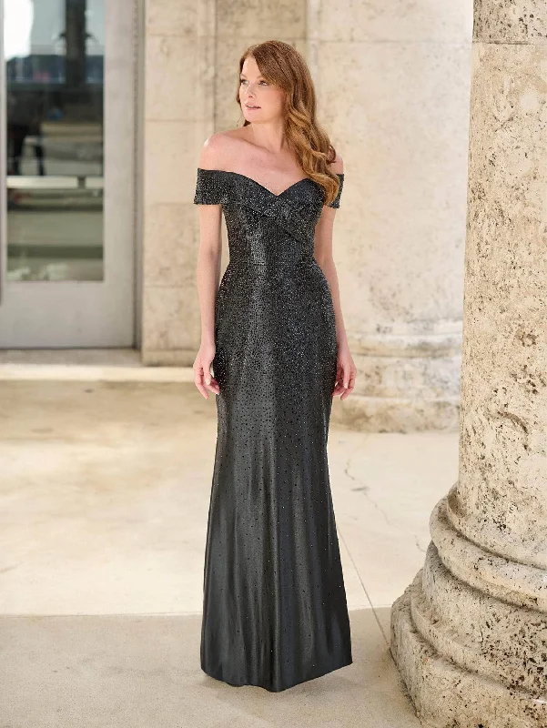 Exclusive Sale Christina Wu Elegance 17164 - Metallic Off Shoulder Evening Gown