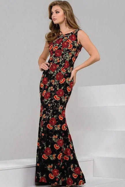 Bold Prints Casual Chic Jovani 50144 Colorful Floral Long Evening Gown