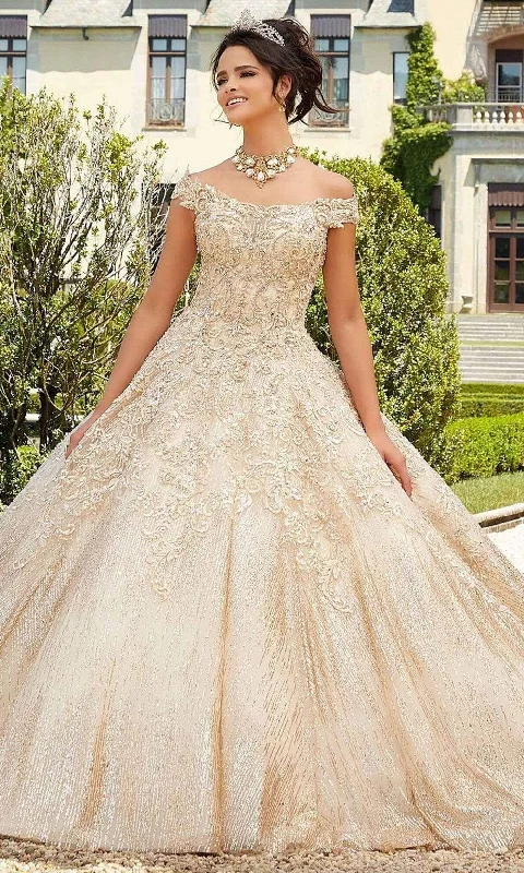 Effortless Style, Endless Impact Mori Lee - 89302 Off Shoulder Rhinestone Beaded Glitter Net Ballgown