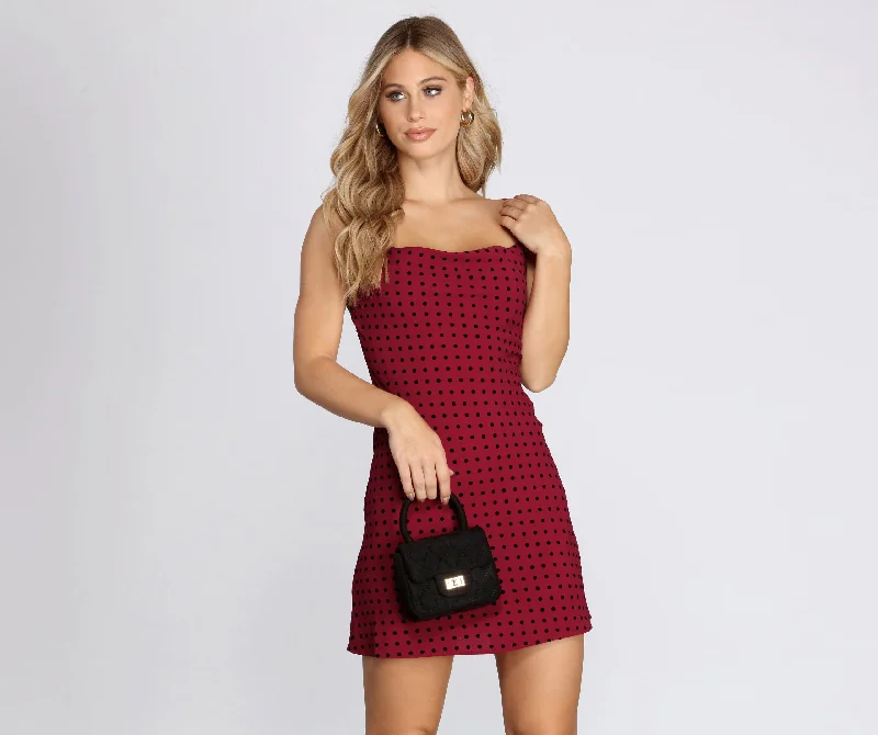 Relaxed Style Sleeveless Polka Dot Mini Dress