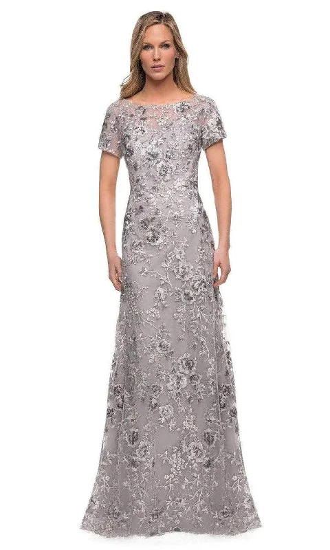 Chic Style, Always In Vogue La Femme - Short Sleeve Embroidered A-line Gown 29281SC