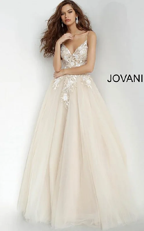 Flash Sale Clothing Jovani 02758 Prom Long Floral Applique Ball Gown