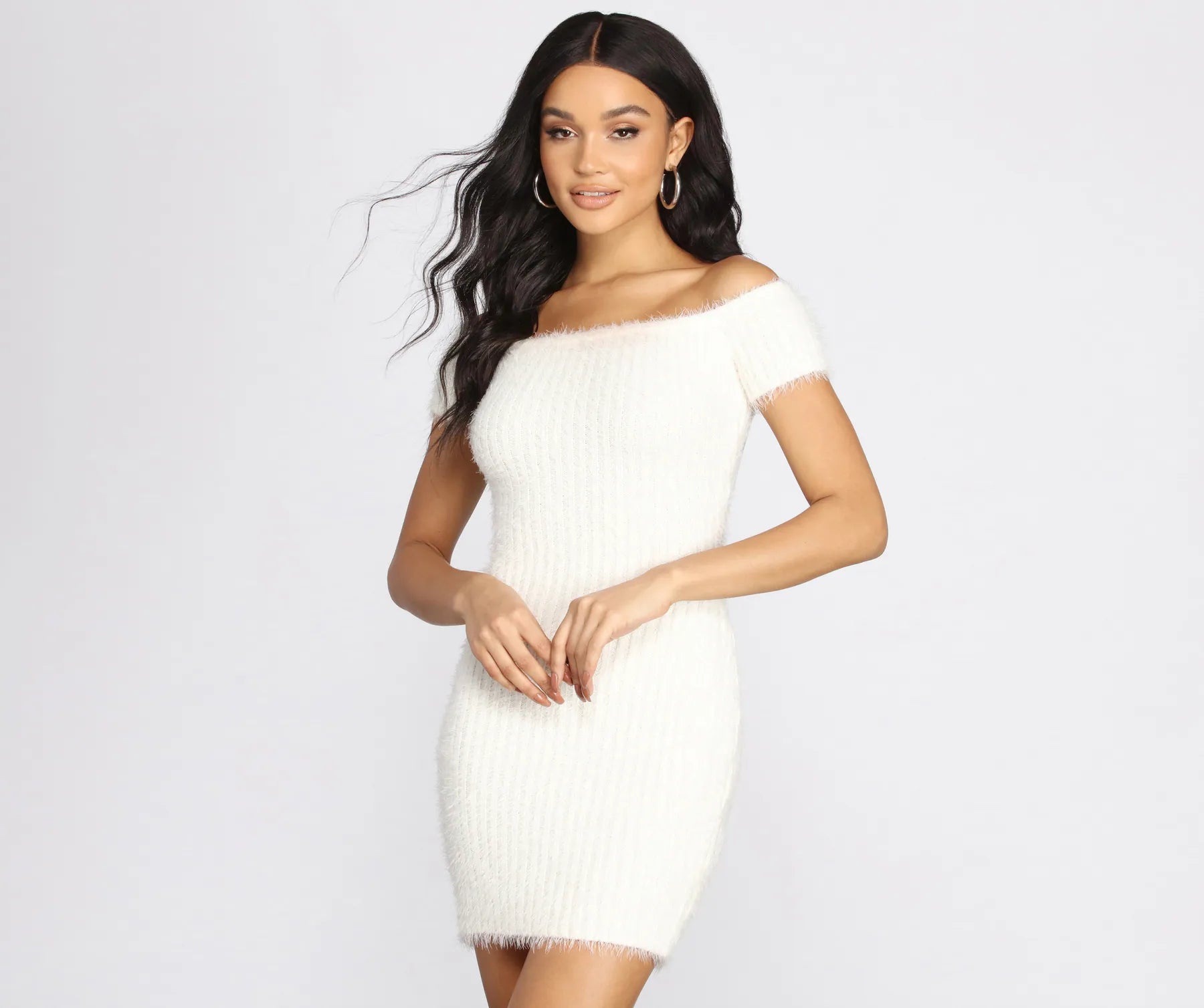 Laid-Back Elegance Such A Dream Eyelash Knit Mini Dress