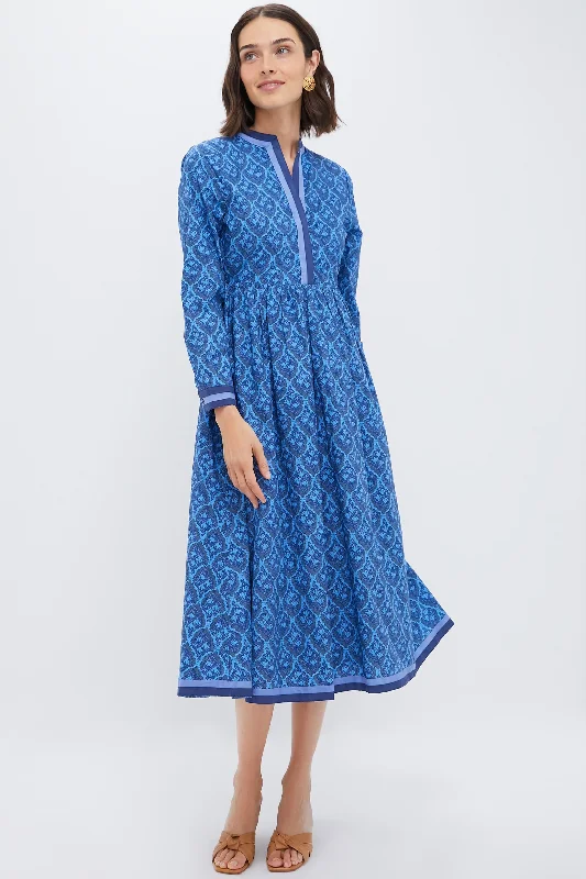 Special Occasion Wear Navy & Cerulean Floral Nancy Midi Dress