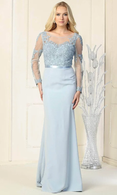 Effortless Chic Apparel May Queen - Embroidered Bateau Evening Gown MQ1847