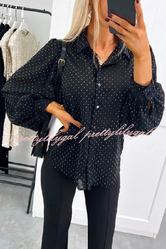 Bold Fashion Fashionable Polka Dot Lantern Sleeve Loose Shirt