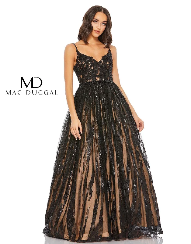 Fashion Deal Mac Duggal 67563 Prom Long Spaghetti Strap Ball Gown