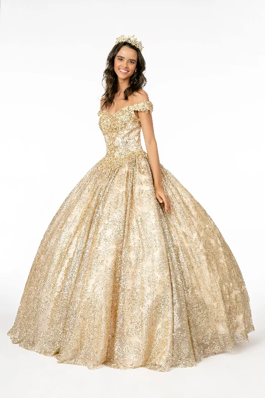 The Latest Fashion Trends Long Glitter Mesh Quinceanera Dress