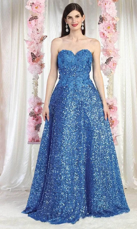 Limited Time Offer May Queen RQ8025 - Sweetheart Sequin Appliqued Prom Gown