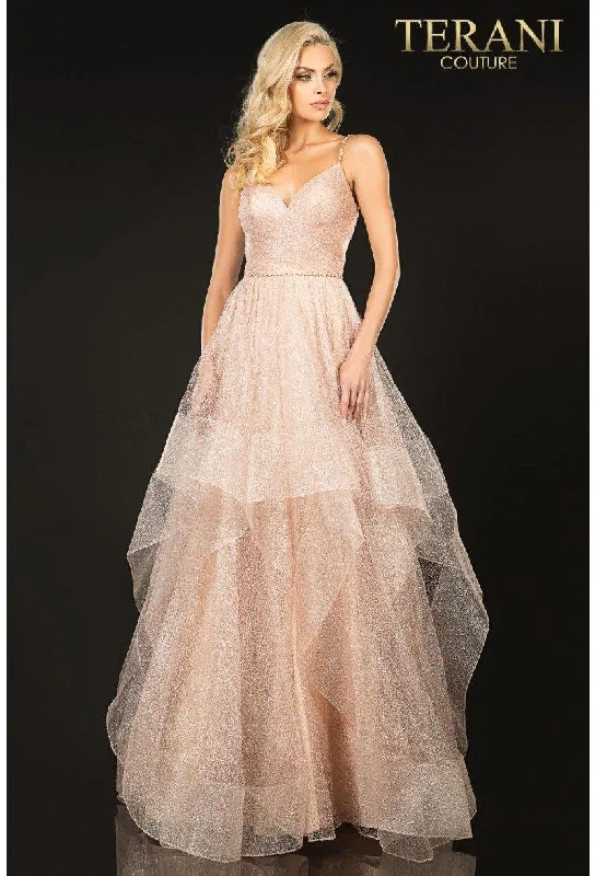 Versatile Outfits Terani Couture 2011P1213 Long Tulle Prom Dress