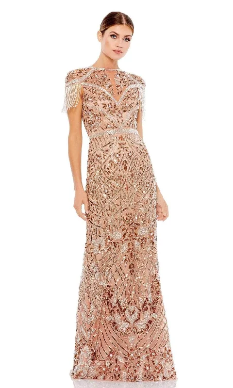 Stylish Basics Mac Duggal - Bedazzled Cap Sleeve Evening Gown 5452 - 1 pc Copper in Size 12 Available