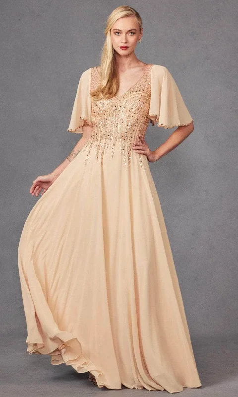 Relaxed Style Juliet Dresses JTM14F - Flutter Sleeve Chiffon Prom Gown