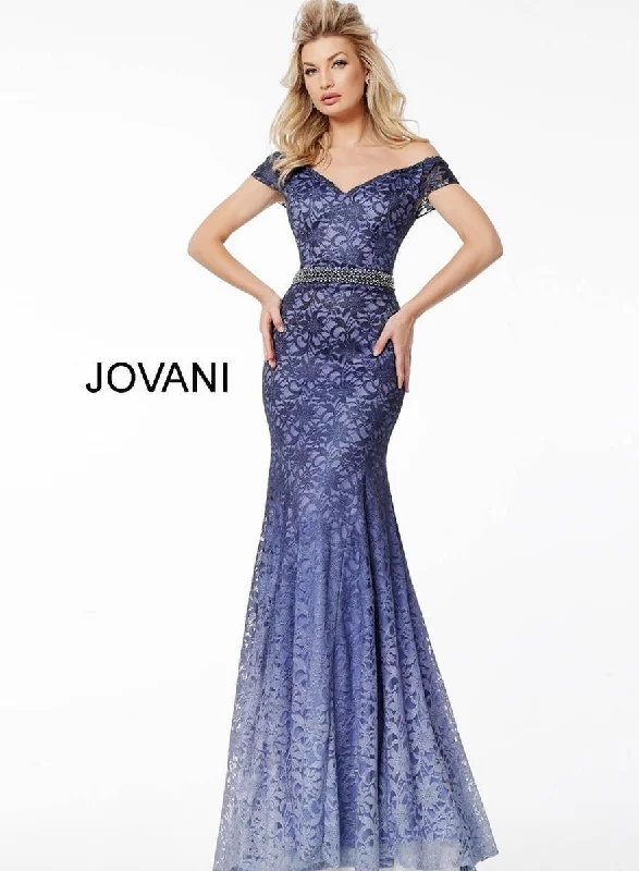 Chic Style, Always In Vogue Jovani 40089 Lace Off the Shoulder Long Evening Dress