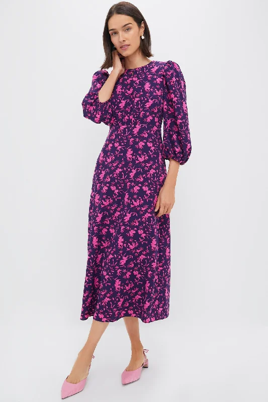 Trend Leading Collection Navy & Fuchsia Floral Norma Maxi Dress