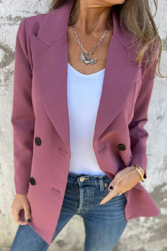 Elegant Attire For The Modern Lady Solid Color Lapel Long Sleeve Pocket Blazer