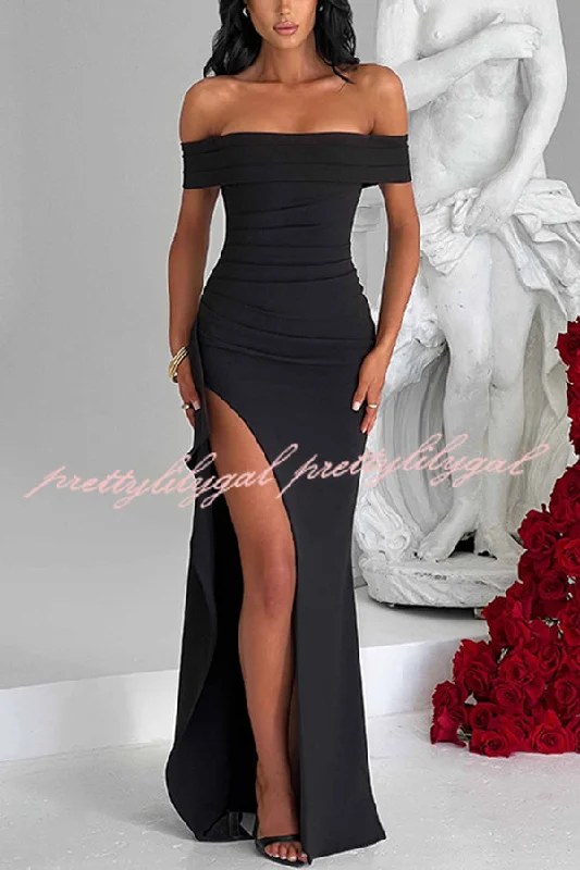 Flash Sale Event Sexy Lady Off Shoulder High Slit Maxi Dress