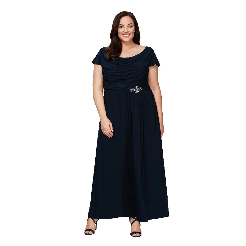 Fashion-forward Women’s Clothing Alex Evenings AE84351491 Plus Size Long Pleated Dress