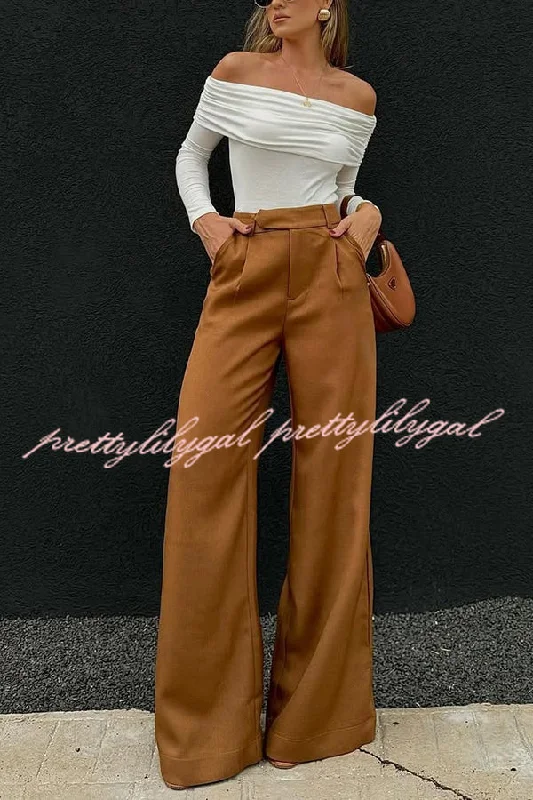 Women’s Outerwear for All Weather Conditions Solid Color Casual Pocket Loose Wide-leg Pants