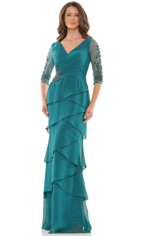 Athleisure Wear Marsoni by Colors MV1168 - Quarter Sleeves V-Neck Long Gown