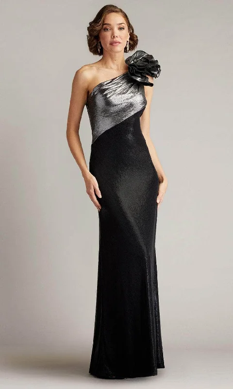 Must Haves Tadashi Shoji BSJ23478L - Korra One Shoulder Metallic Contrast Gown