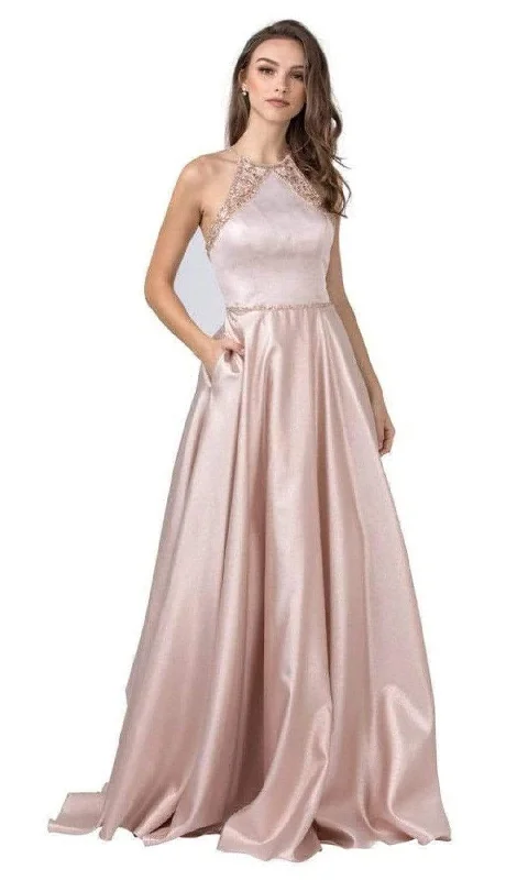 Women Wear Boutique Aspeed Design - L2455 Halter Neck Crisscross Back A-Line Gown