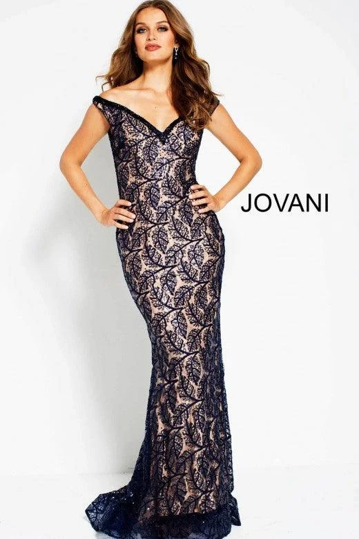 Vibrant Femme Fashion Jovani 55003 Long Formal Off Shoulder Fitted Dress