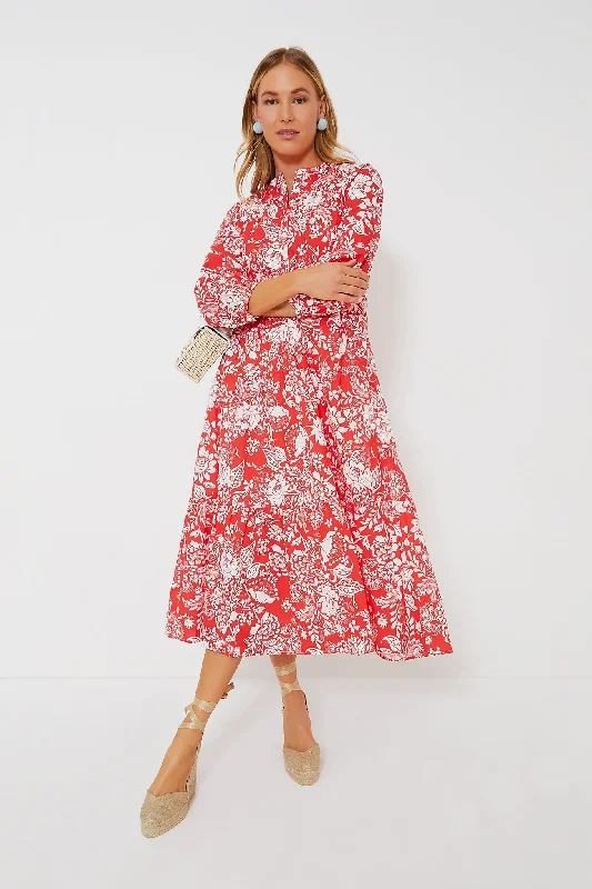 Chic Outfits Red Floral McCauley Midi Dress