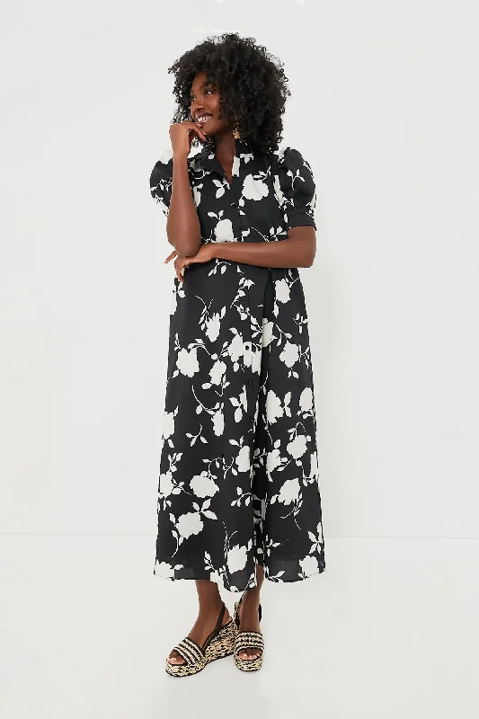 Bold Fashion Black & White Floral Louisa Maxi Dress