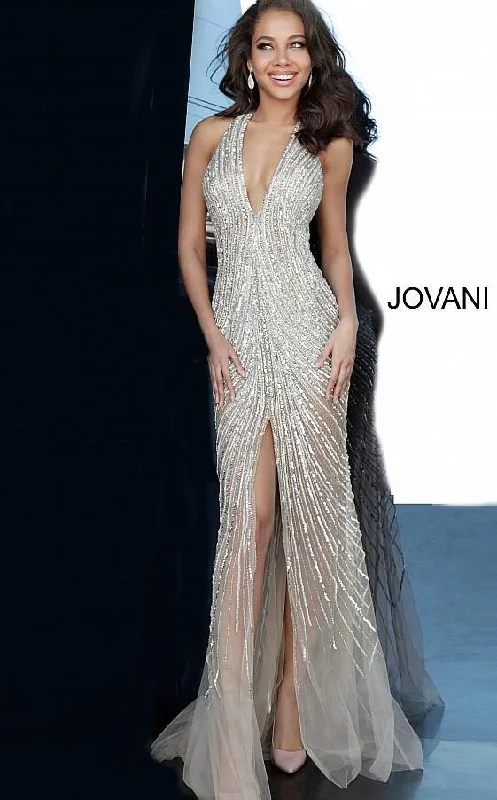 Affordable Fashion for Women Jovani 2609 Prom Long Beaded Halter Sexy Dress