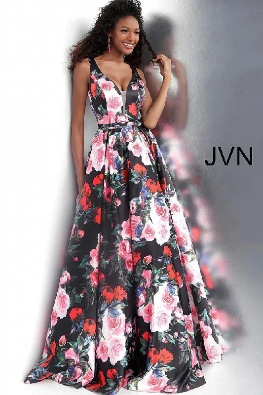 Comfortable Chic Jovani 67695 Long Floral Prom Dress