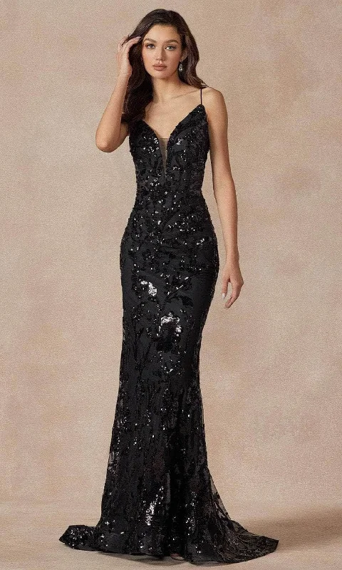 Chic Trends Unveiled Juliet Dresses 2411 - Sequined Plunging Neckline Prom Gown