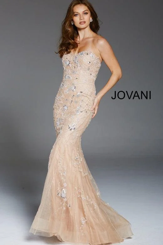 Elevate Your Wardrobe Jovani 56064 Prom Long Strapless Beaded Evening Gown