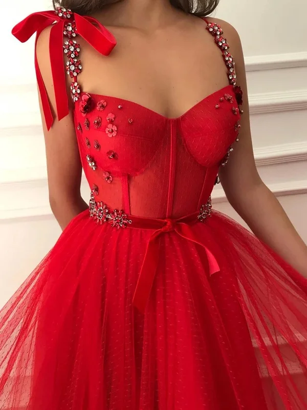 Browse Our Top Products Elegant Red Beaded Floral Long Prom Dresses, Red Floral Long Formal Evening Dresses