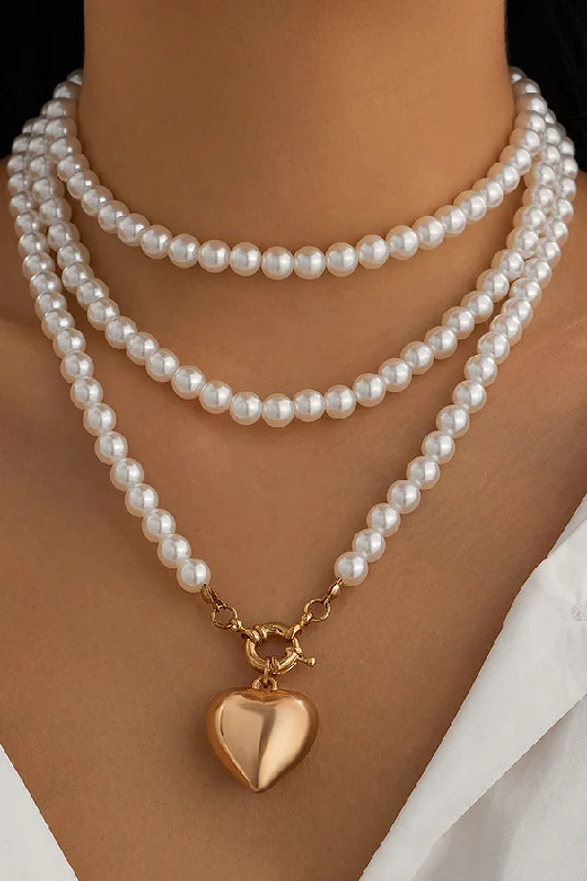 Big Sale Event Elegant Love Pendant Imitation Pearl Multi-layer Necklace