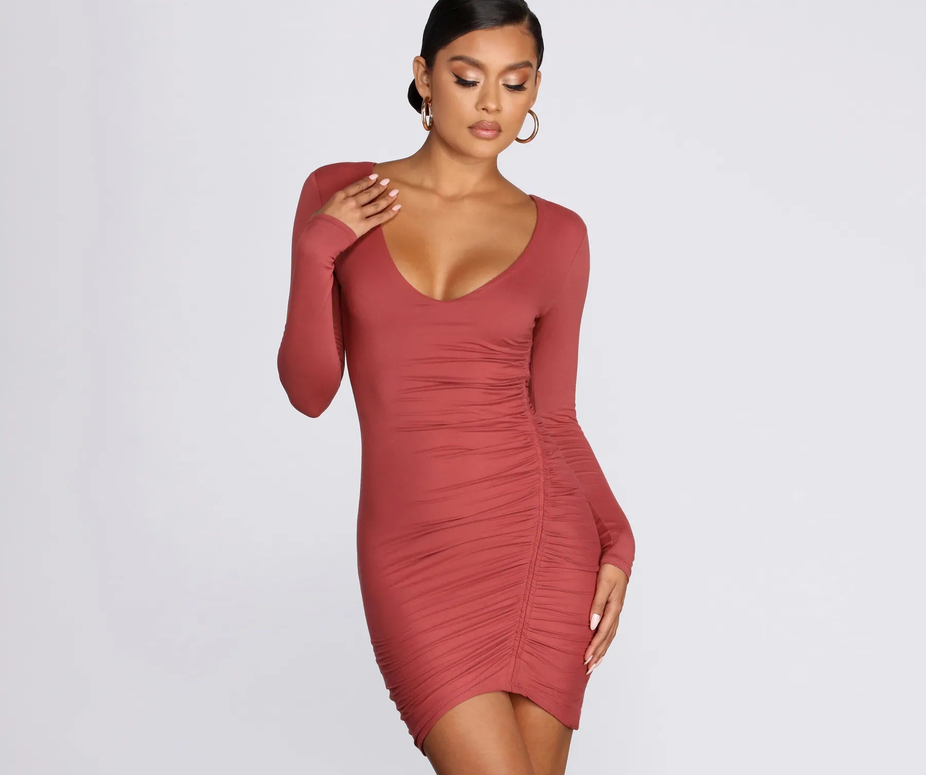 Boutique Dress Online Ready To Ruche Mini Dress