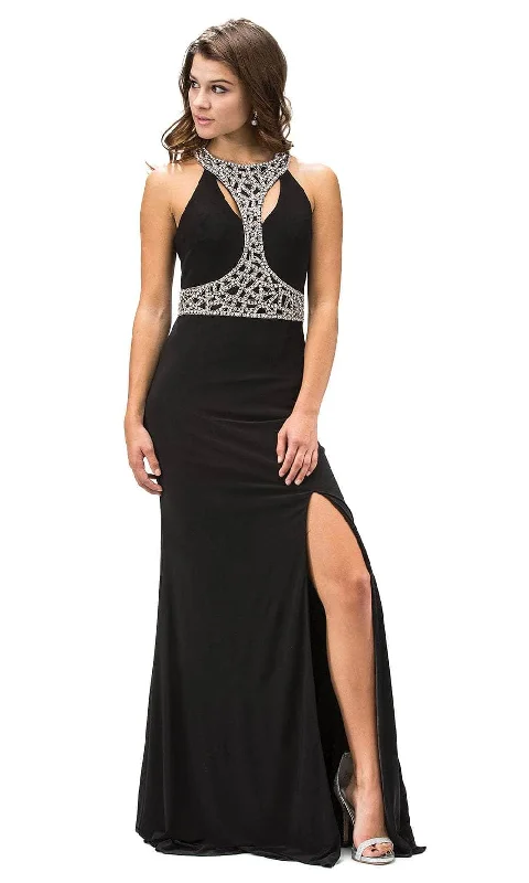 Casual Chic Clothing Dancing Queen 9285 - Halter Beaded Ornate Prom Gown