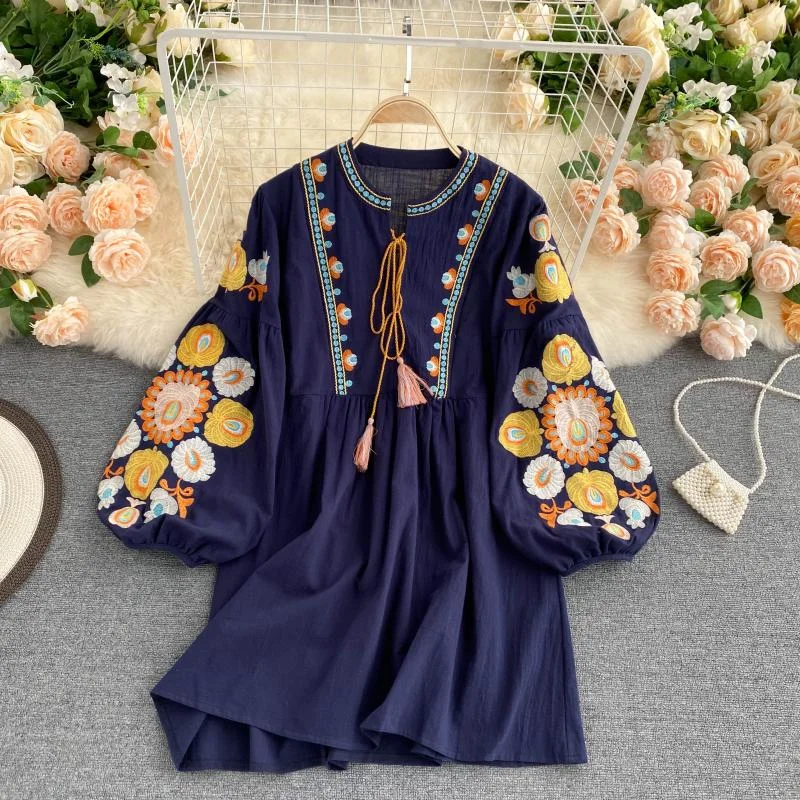 Comfortable Casual Women’s Clothing Floral Boho Summer Dress For Women, Hippie Bohemian Mini Dress