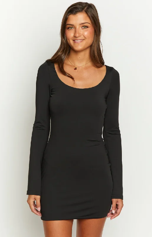 Trendy Women's Wear Tory Black Long Sleeve Mini Dress