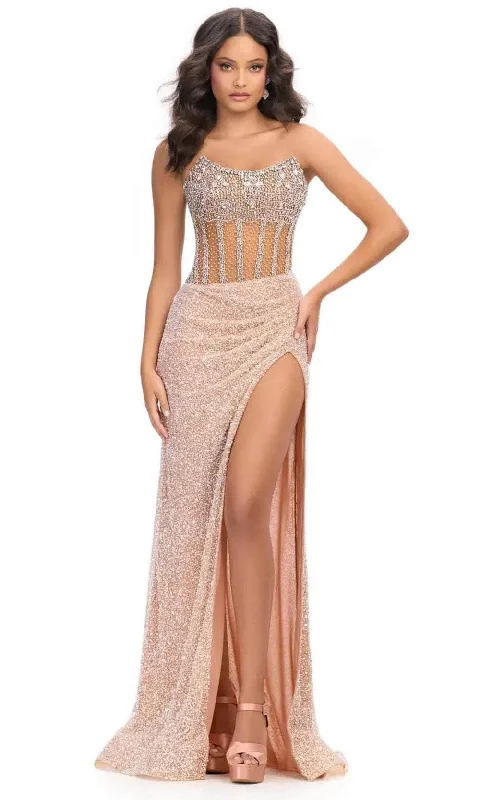 Quality Driven Apparel Ashley Lauren 11830 - Scoop Beaded See-Through Evening Gown