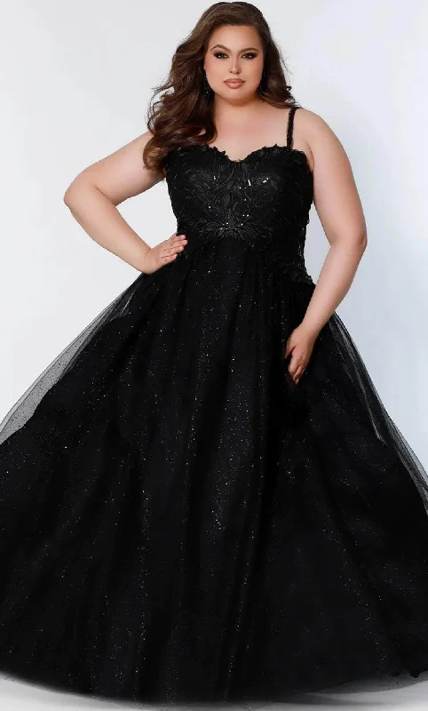 Plus Size Women’s Fashion Sydney's Closet - SC7328 Sleeveless Glitter Prom Gown