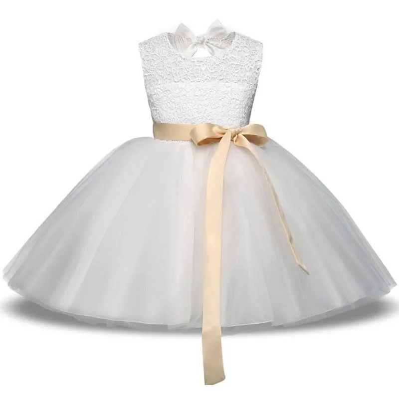 Women's Online Clothing Boutique Girls Dress Princess White Lace Flower Girl Dress 4-10 Years