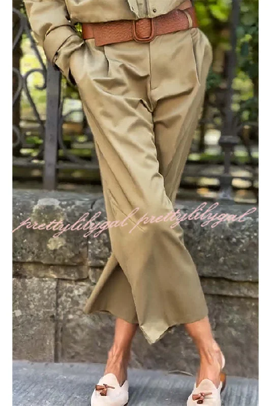 Latest Trends Classic Charm Mid-rise Pocketed Loose Cropped Pants