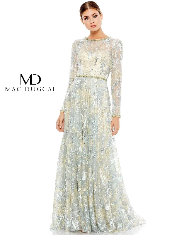 Fashion Essentials Mac Duggal 12460 Long Sleeve Lace Evening Gown Sale