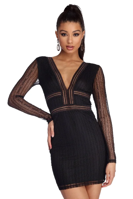 Winter Wardrobe Clearance Evening Affair Lace Mini Dress