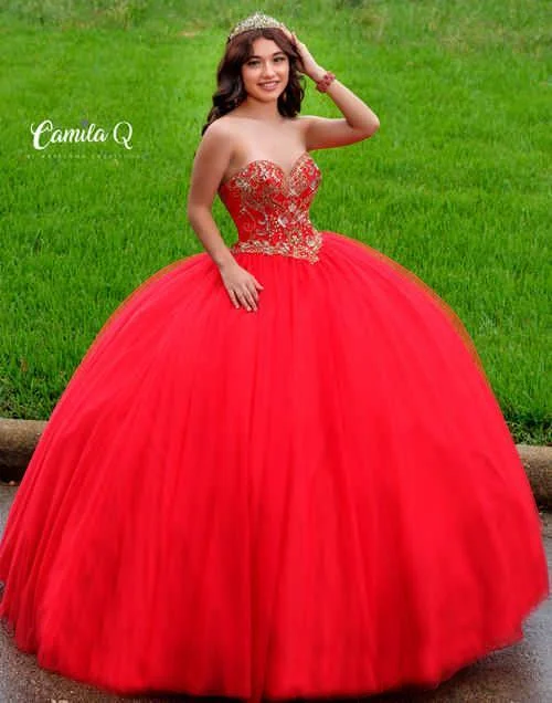 Durable Fashion Picks Camila Q  Q17004 Size 14 Red Quinceanera Dress Ball Gown Formal Dress Strapless Gown