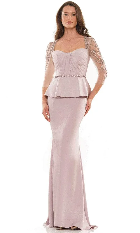 Edgy Fashion Marsoni by Colors MV1192 - Beaded Sheer Sleeve Formal Gown